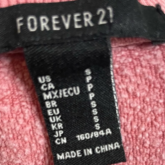 Forever 21 Pink Cropped Tie Front Hoodie size small women’s - Picture 3 of 3